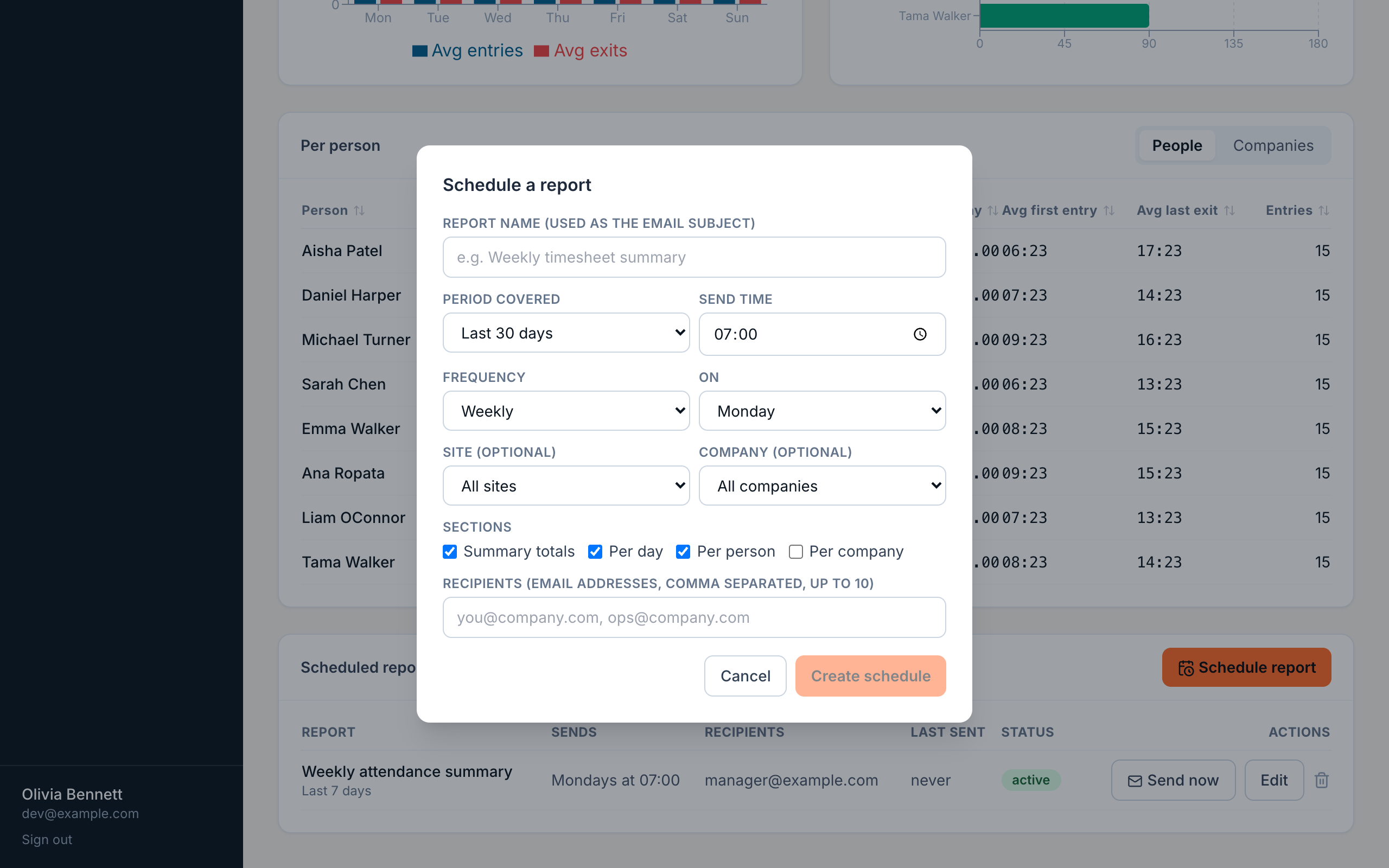 Create a schedule