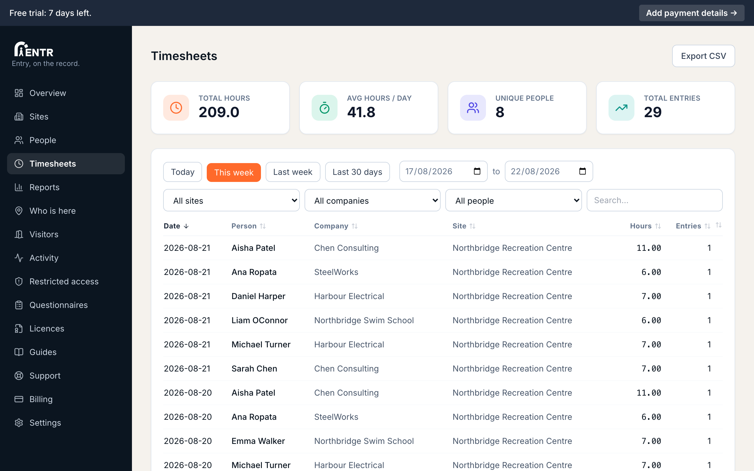 Automatic timesheets